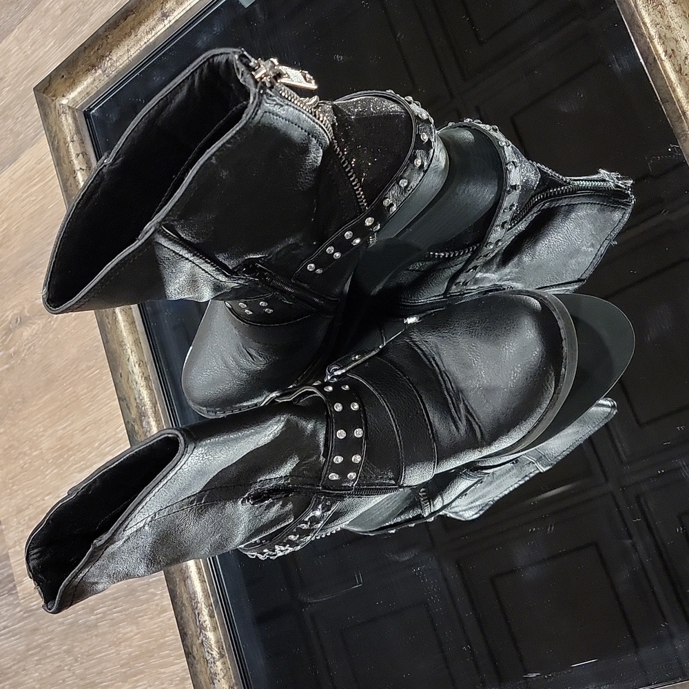 Black Vanity boots with bling, size 7 - Picture 2 of 4